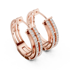 Aurevia Modern Dual-Row Ladder Huggie Earrings