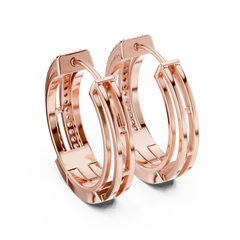 Aurevia Modern Dual-Row Ladder Huggie Earrings