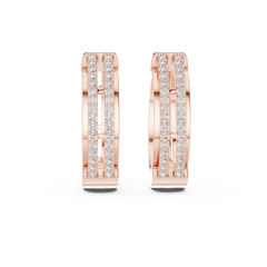 Aurevia Modern Dual-Row Ladder Huggie Earrings