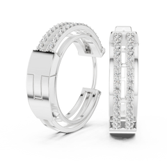 Aurevia Modern Dual-Row Ladder Huggie Earrings