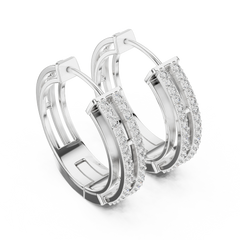 Aurevia Modern Dual-Row Ladder Huggie Earrings