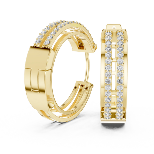 Modern Dual-Row Ladder Huggie Earrings