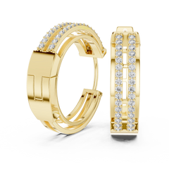 Aurevia Modern Dual-Row Ladder Huggie Earrings