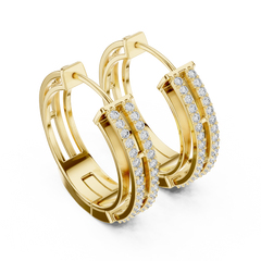 Aurevia Modern Dual-Row Ladder Huggie Earrings