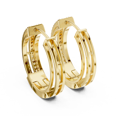 Aurevia Modern Dual-Row Ladder Huggie Earrings