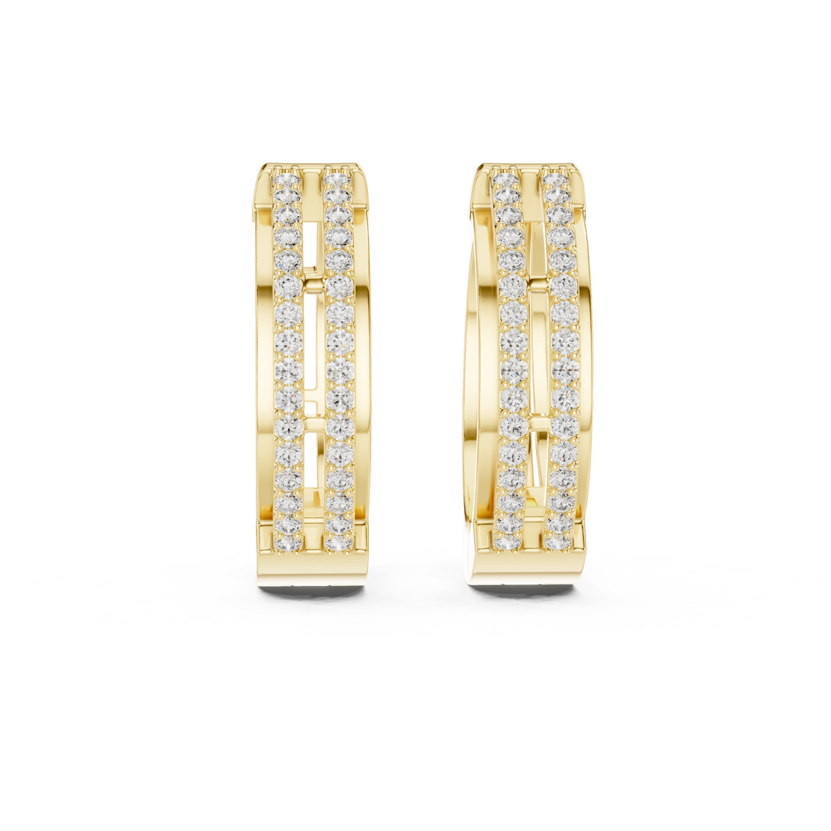 Aurevia Modern Dual-Row Ladder Huggie Earrings