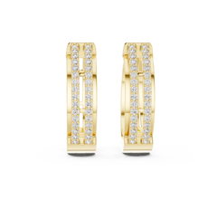 Aurevia Modern Dual-Row Ladder Huggie Earrings