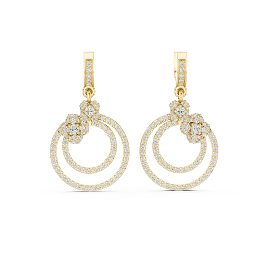 Radiant Double-Circle Floral Drop Earrings