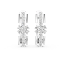 Aurevia Geometric Floral Bar Drop Earrings