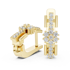 Aurevia Geometric Floral Bar Drop Earrings