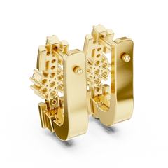 Aurevia Geometric Floral Bar Drop Earrings