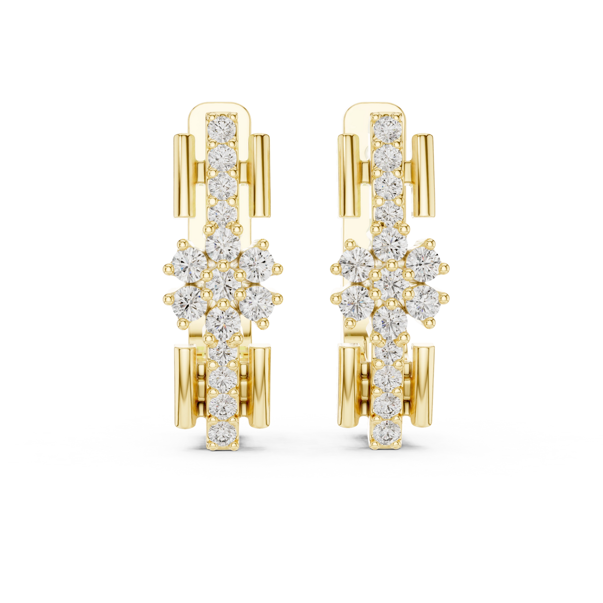 Aurevia Geometric Floral Bar Drop Earrings