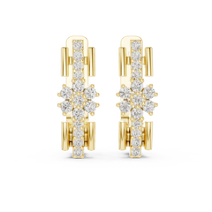 Aurevia Geometric Floral Bar Drop Earrings