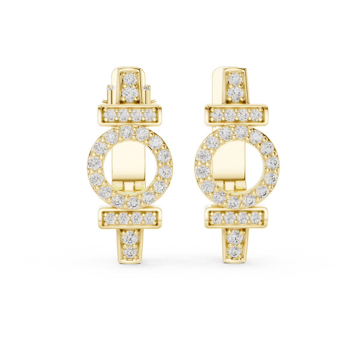 Aurevia Modern Bypass Two-Stone Bezel Earrings