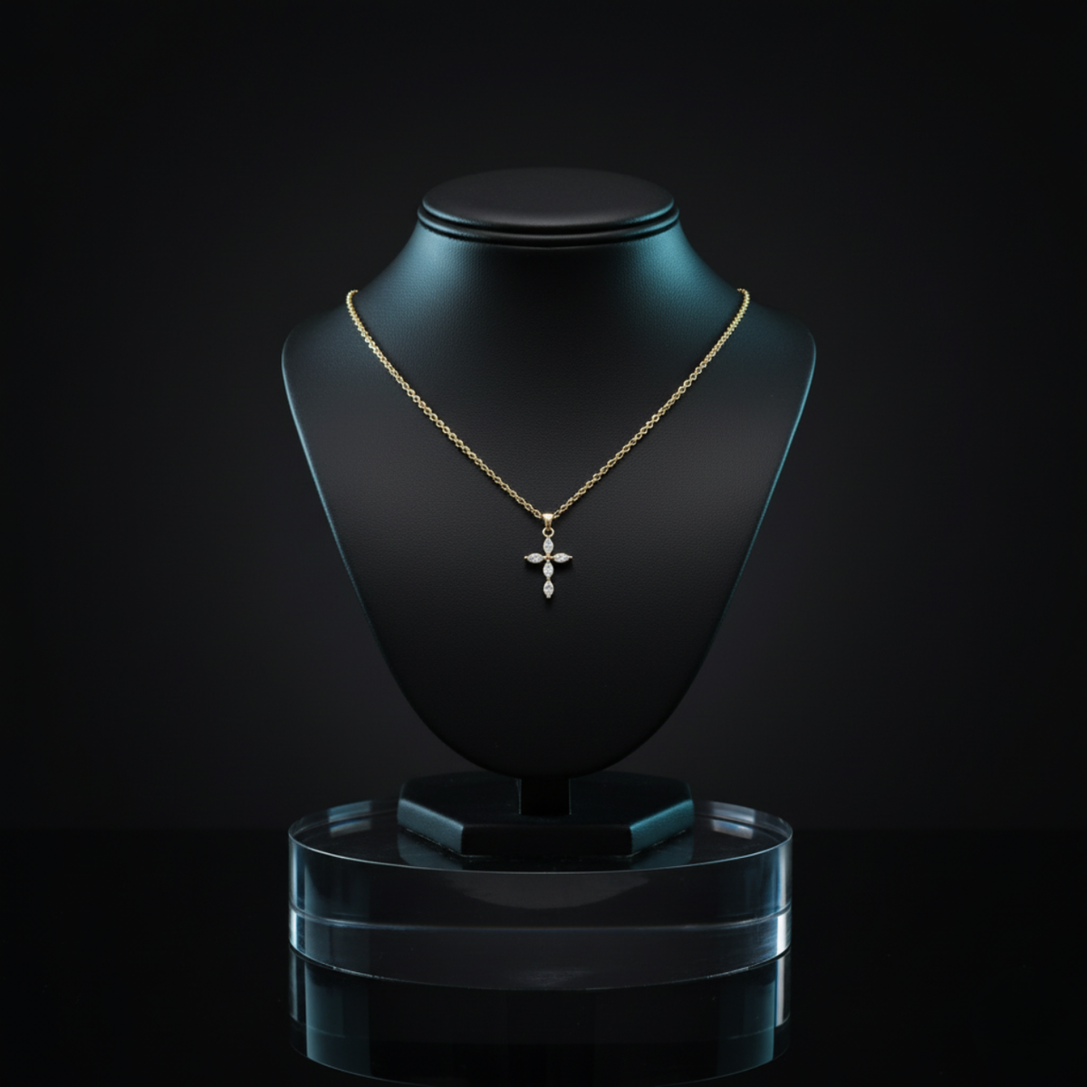 The "Ascent" Marquise Diamond Cross Necklace.   #AJNK00010