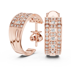 Aurevia Geometric Ladder Wide Huggie Earrings