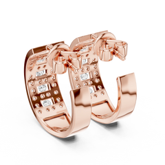Aurevia Geometric Ladder Wide Huggie Earrings