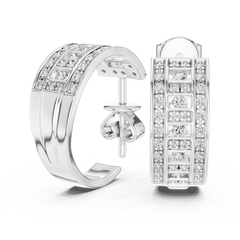 Aurevia Geometric Ladder Wide Huggie Earrings