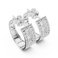 Aurevia Geometric Ladder Wide Huggie Earrings