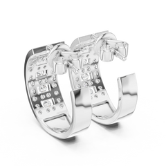 Aurevia Geometric Ladder Wide Huggie Earrings