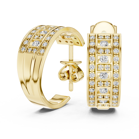 Geometric Ladder Wide Huggie Earrings