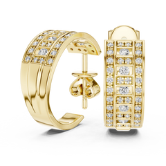 Aurevia Geometric Ladder Wide Huggie Earrings