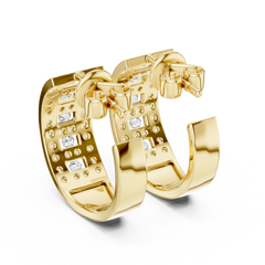Aurevia Geometric Ladder Wide Huggie Earrings