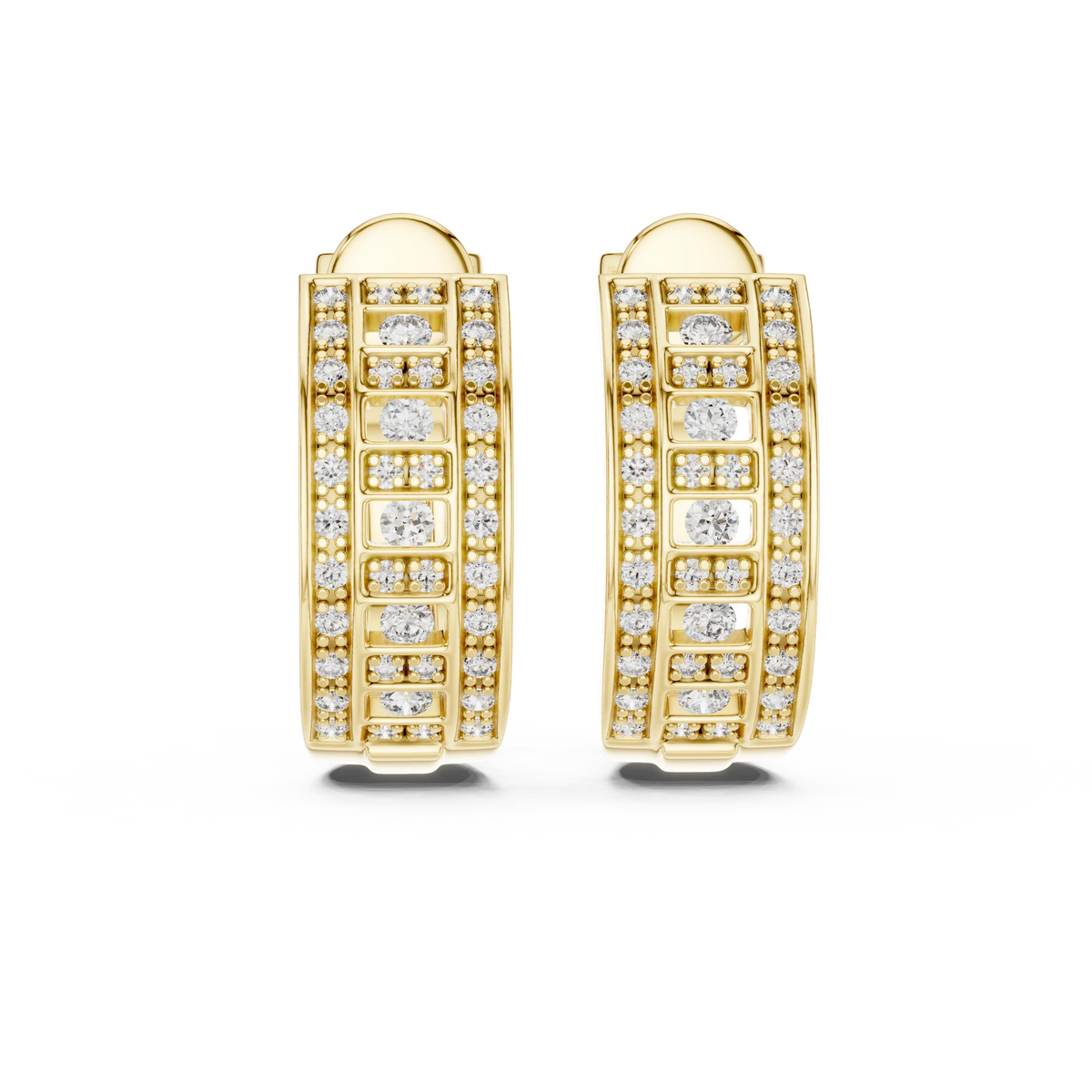 Aurevia Geometric Ladder Wide Huggie Earrings