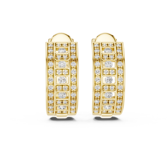 Geometric Ladder Wide Huggie Earrings