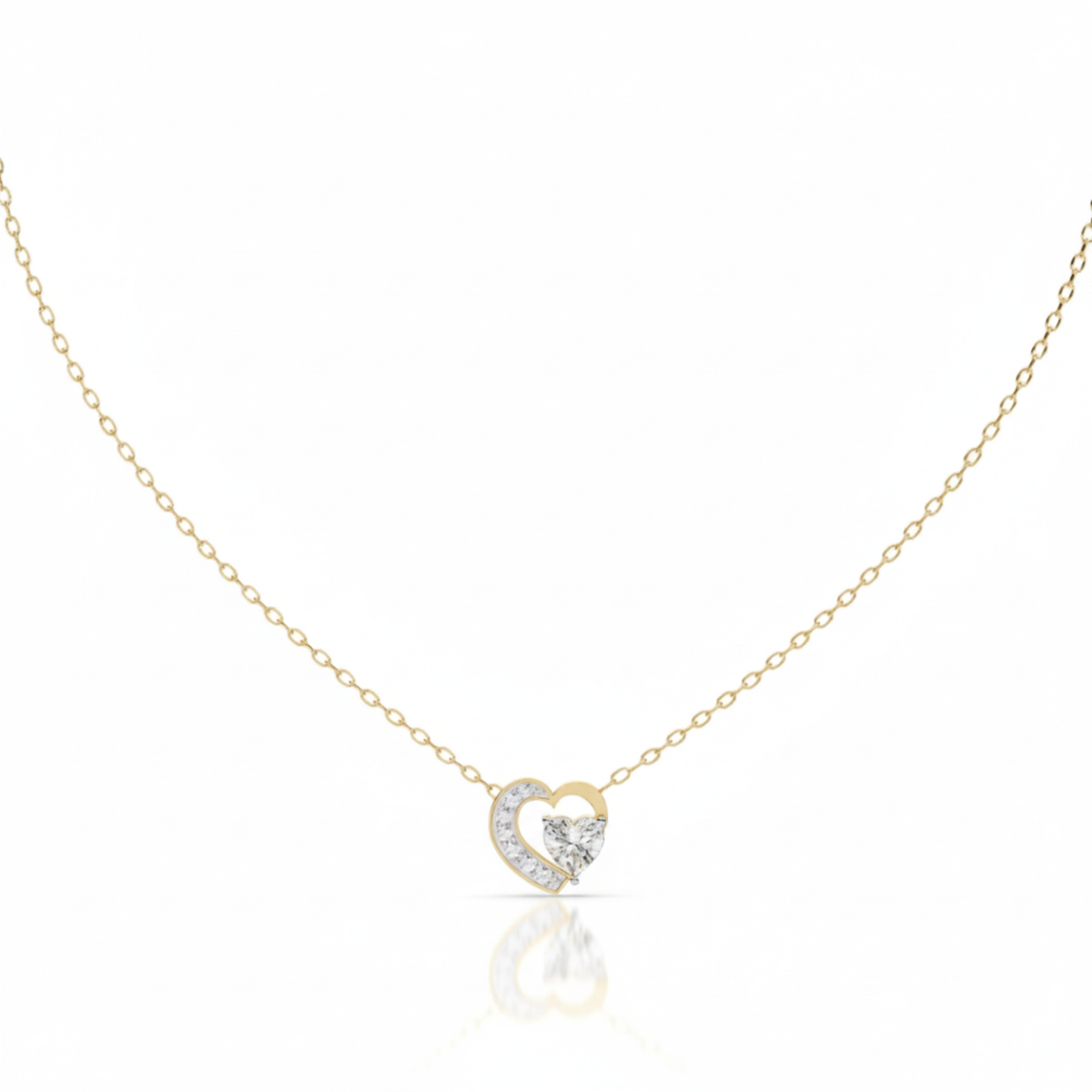 Two Hearts Beat As One Diamond Gold Pendant. #AJNK00001