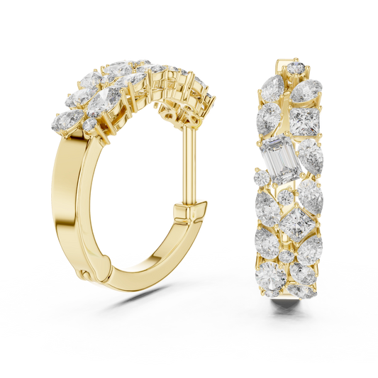 Mosaic Cluster Hoop Earrings