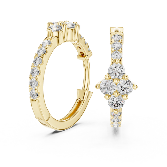 Diamond Quadrille Hoop Earrings