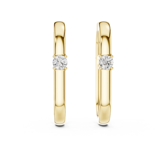 Sleek Solitaire Hoop Earrings