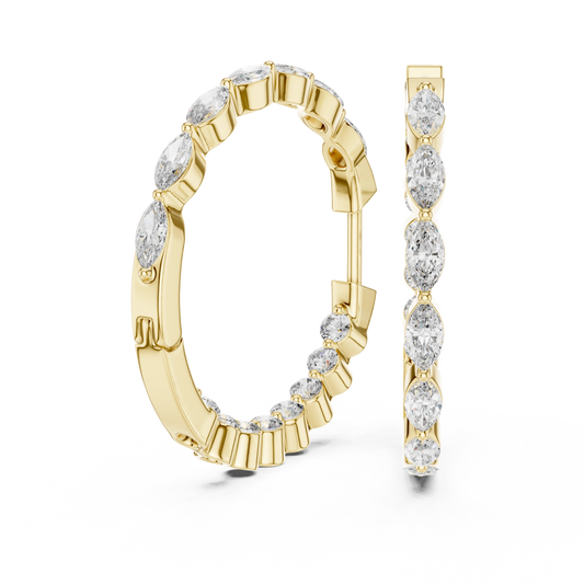 Marquise Eternity Hoop Earrings