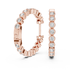 Aurevia Bezel-Set Scalloped Hoop Earrings