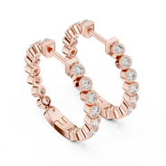 Aurevia Bezel-Set Scalloped Hoop Earrings