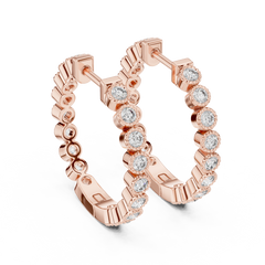 Aurevia Bezel-Set Scalloped Hoop Earrings