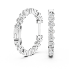 Aurevia Bezel-Set Scalloped Hoop Earrings