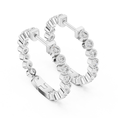Aurevia Bezel-Set Scalloped Hoop Earrings