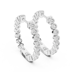 Aurevia Bezel-Set Scalloped Hoop Earrings