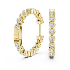 Aurevia Bezel-Set Scalloped Hoop Earrings