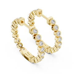Aurevia Bezel-Set Scalloped Hoop Earrings