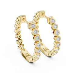 Aurevia Bezel-Set Scalloped Hoop Earrings