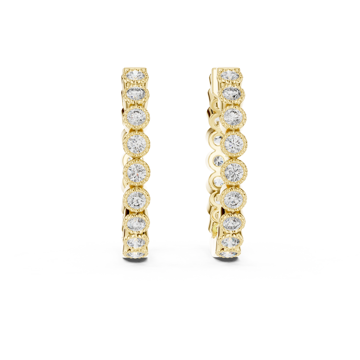 Aurevia Bezel-Set Scalloped Hoop Earrings