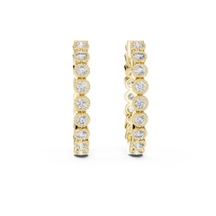Aurevia Bezel-Set Scalloped Hoop Earrings
