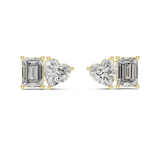 Emerald & Heart Duo Earrings