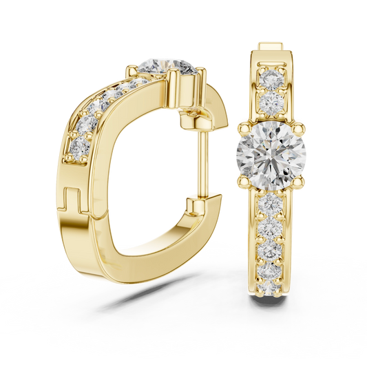 Solitaire Accent Hoop Earrings