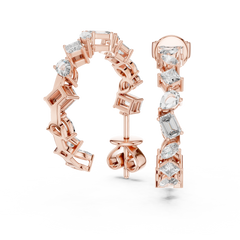 Aurevia Geometric Mixed-Cut Hoop Earrings