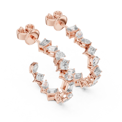 Aurevia Geometric Mixed-Cut Hoop Earrings