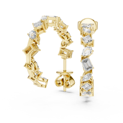 Aurevia Geometric Mixed-Cut Hoop Earrings